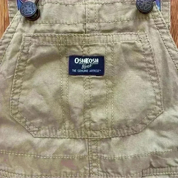 Toddler Lightweight Canvas Overalls Size 3T Adjustable Cuffs Khaki Plaid Cuffs - Picture 6 of 8